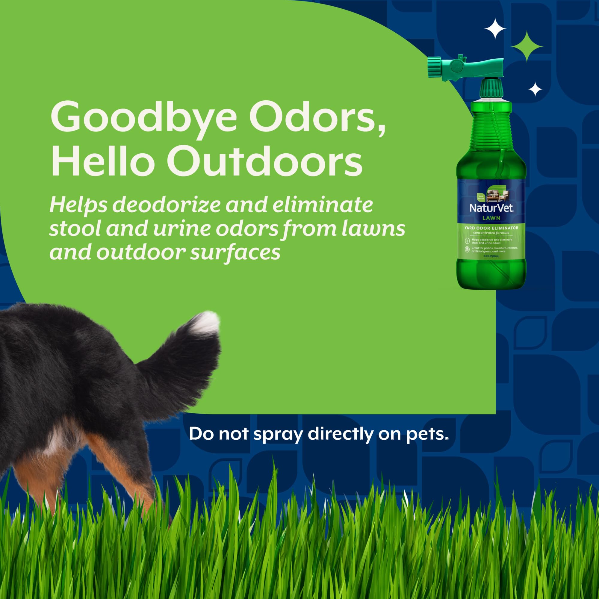 NaturVet Yard Odor Eliminator treats grass to keep lawns fresh after pet activity