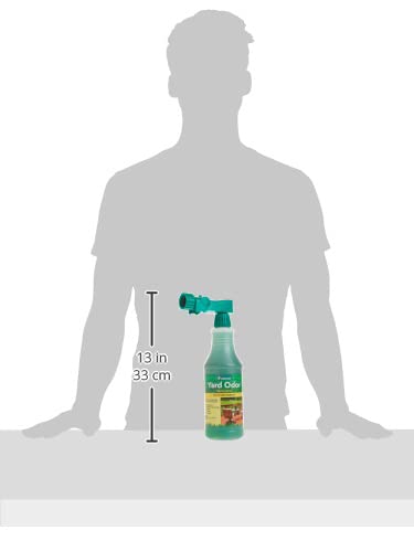 NaturVet Yard Odor Eliminator applied to outdoor surfaces targets grass, plants and fences