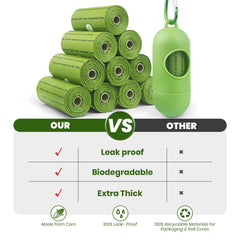 Natuural cornstarch biodegradable bags for eco friendly waste handling.