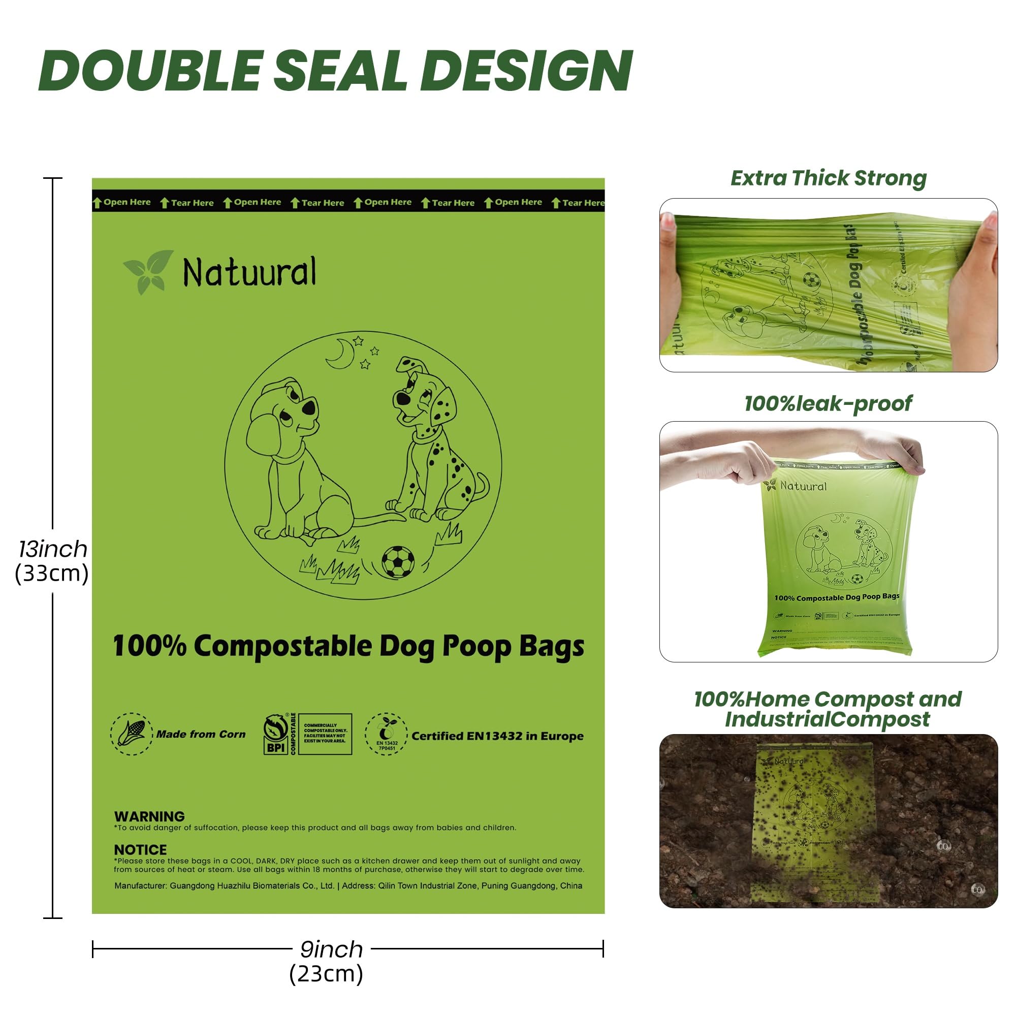 Natuural cornstarch based bags offer odor control for cleaner parks.