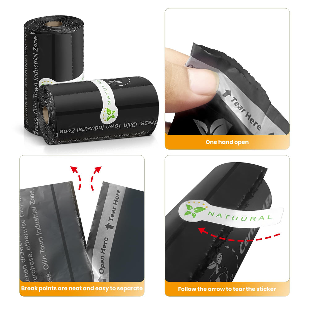 Natuural corn starch material dog poop bags as eco-friendly cleaning solution.