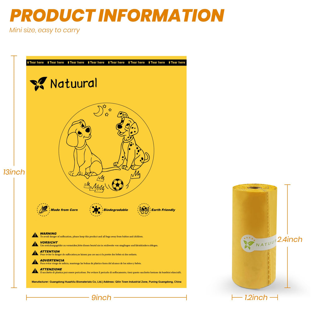 Natuural cornstarch bags offer compost-friendly disposal