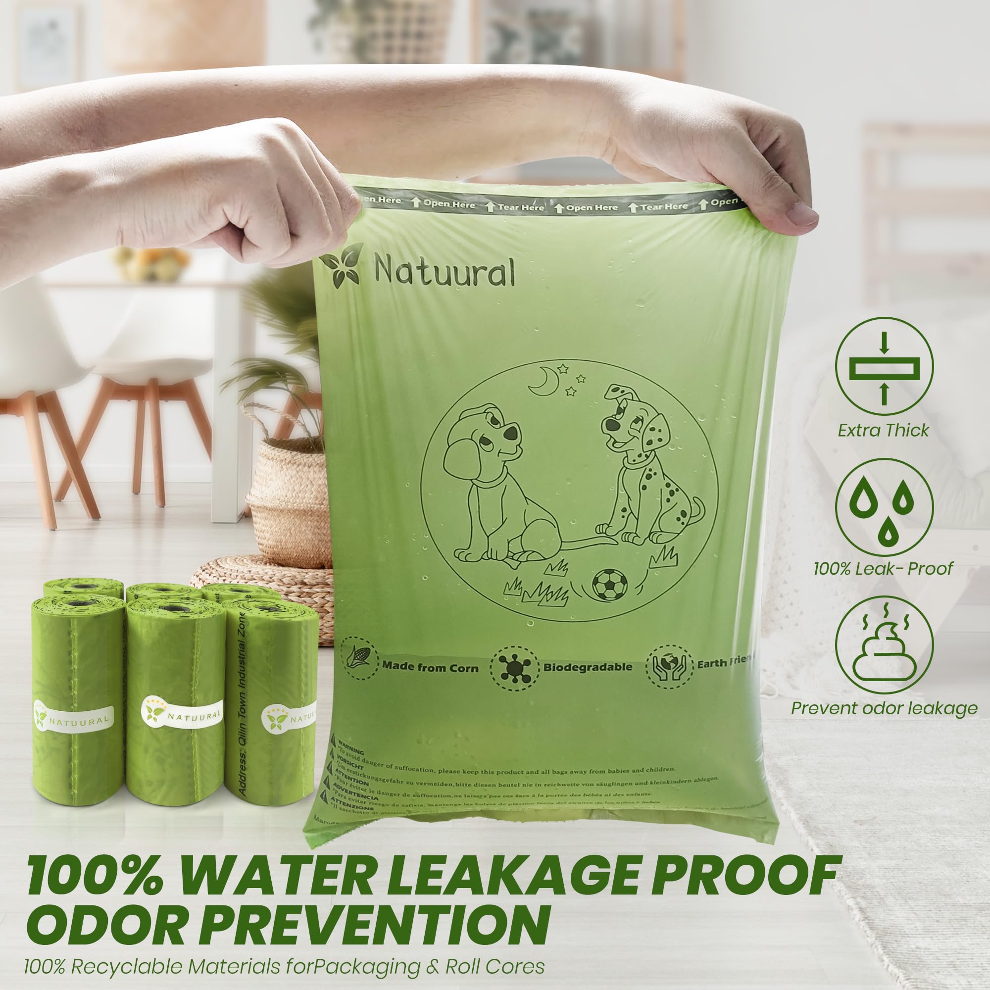 Natuural 70 roll box supplies waste bags for multiple outings.