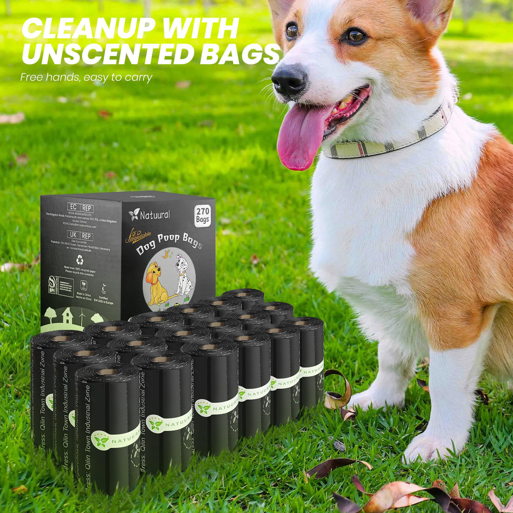 Natuural easy-open dog poop bags for quick and tidy bagging.