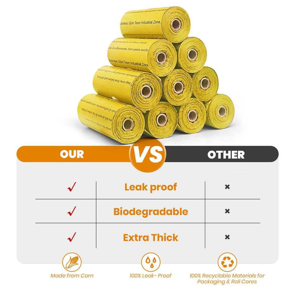 Natuural leakproof dog poop bags for mess-free walks