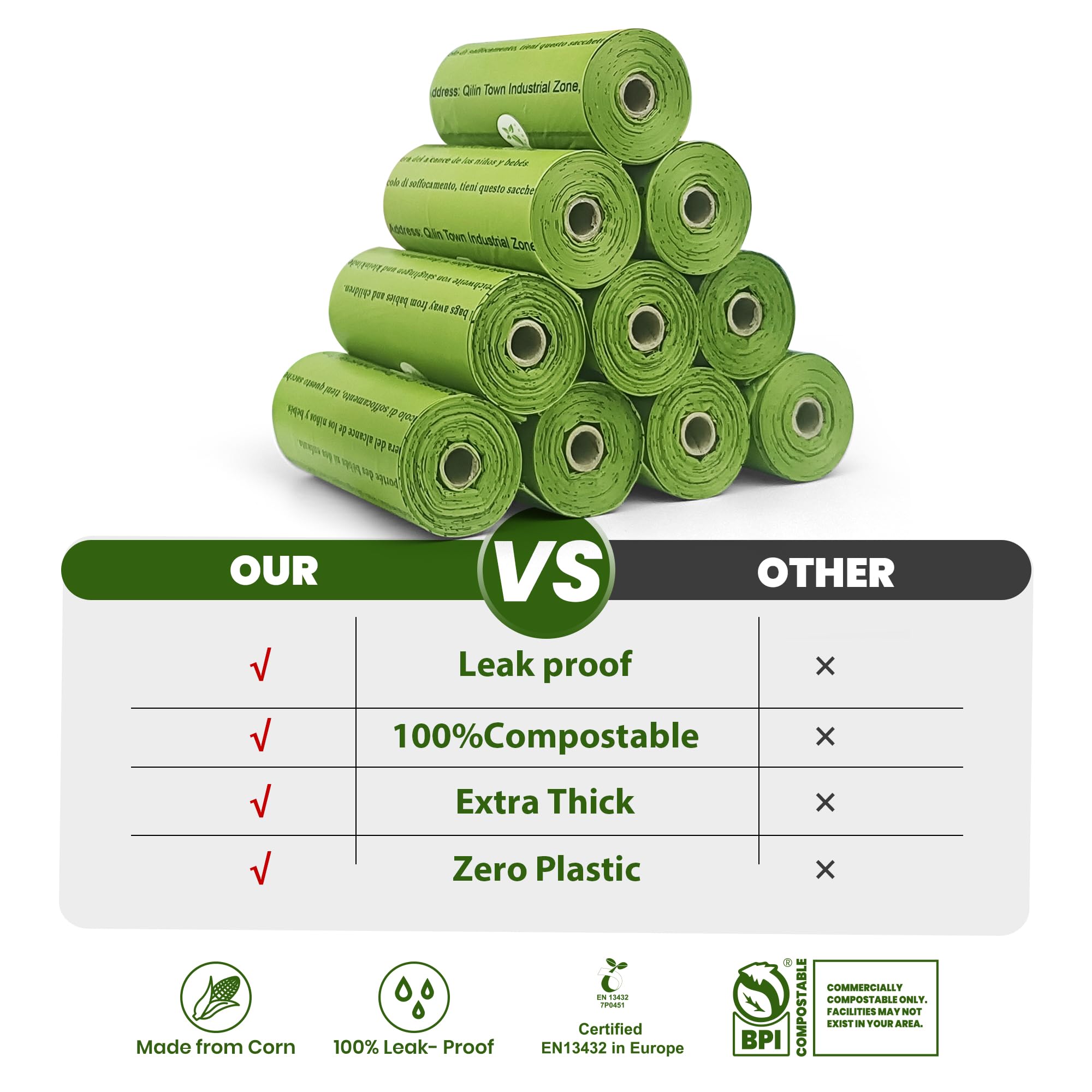 Natuural leakproof bags ensure secure handling of dog waste.