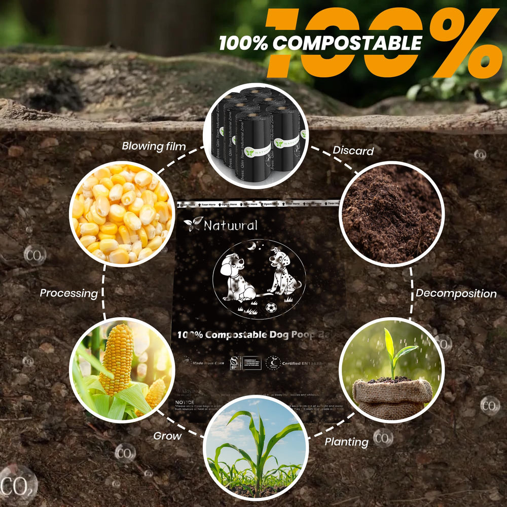 Natuural multipurpose bags for dog, cat waste, or scraps.