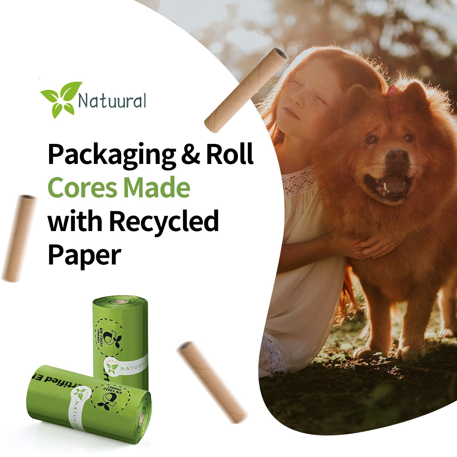 Natuural eco-friendly packaging supports sustainable pet care routines.