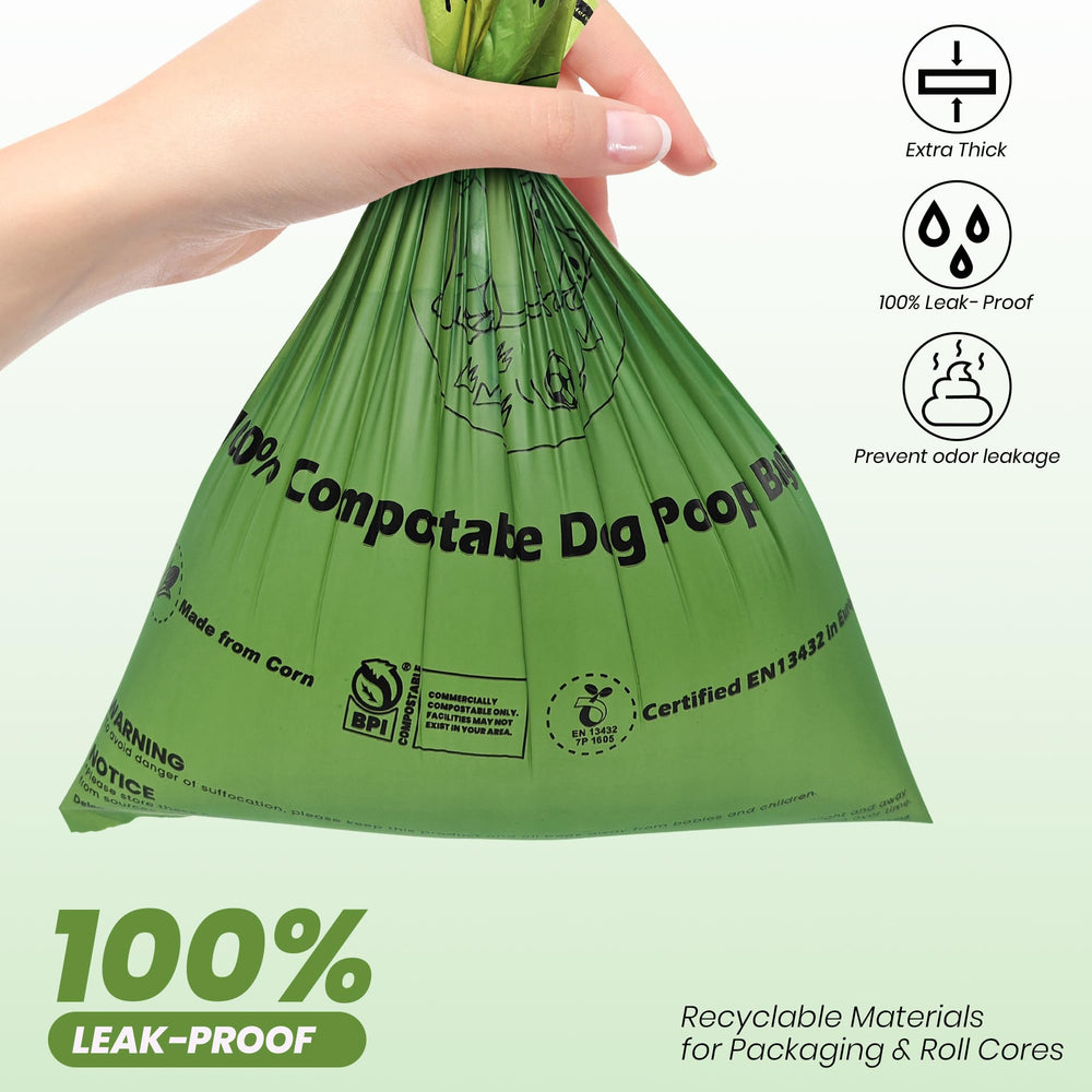 Natuural 9x13-inch bags shown for versatile pet waste disposal.