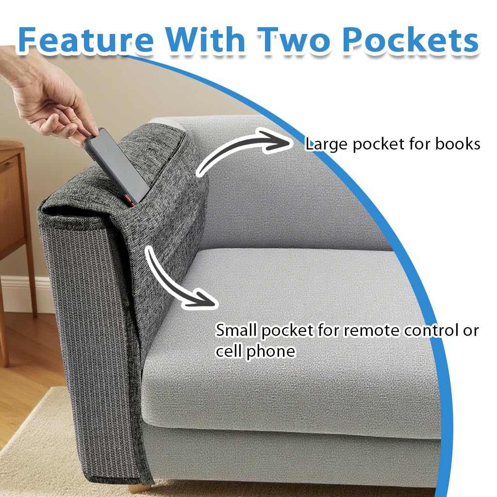 NATUYA easy-installation couch protector draped over armrest.