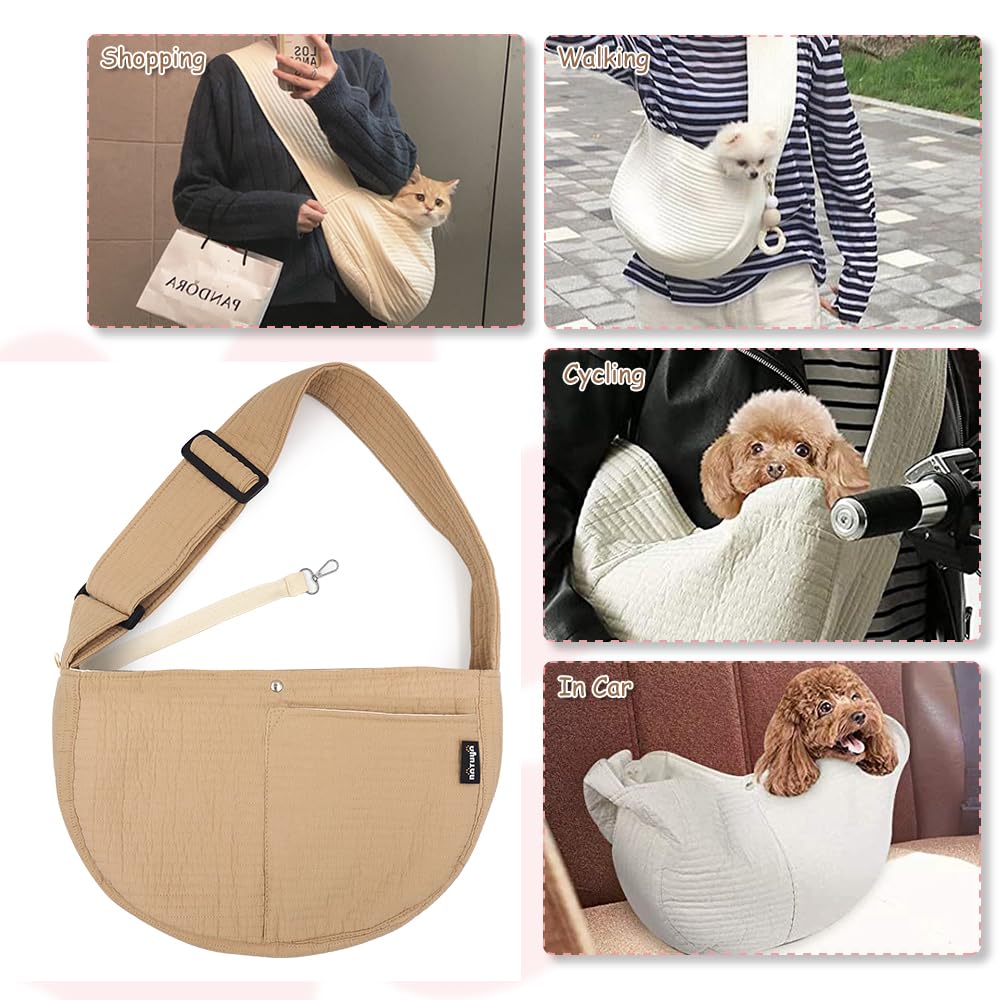NATUYA brown dog carrier for daily outings and shopping.