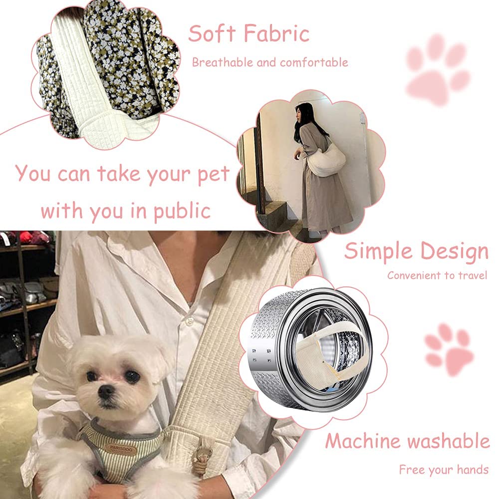 NATUYA small dog carrier sling pocket detail for essentials.