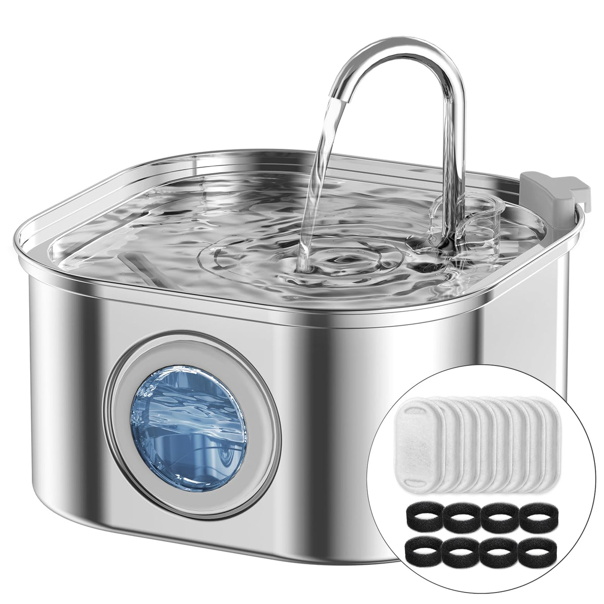NautyPaws cat water fountain in stainless steel for reliable hydration