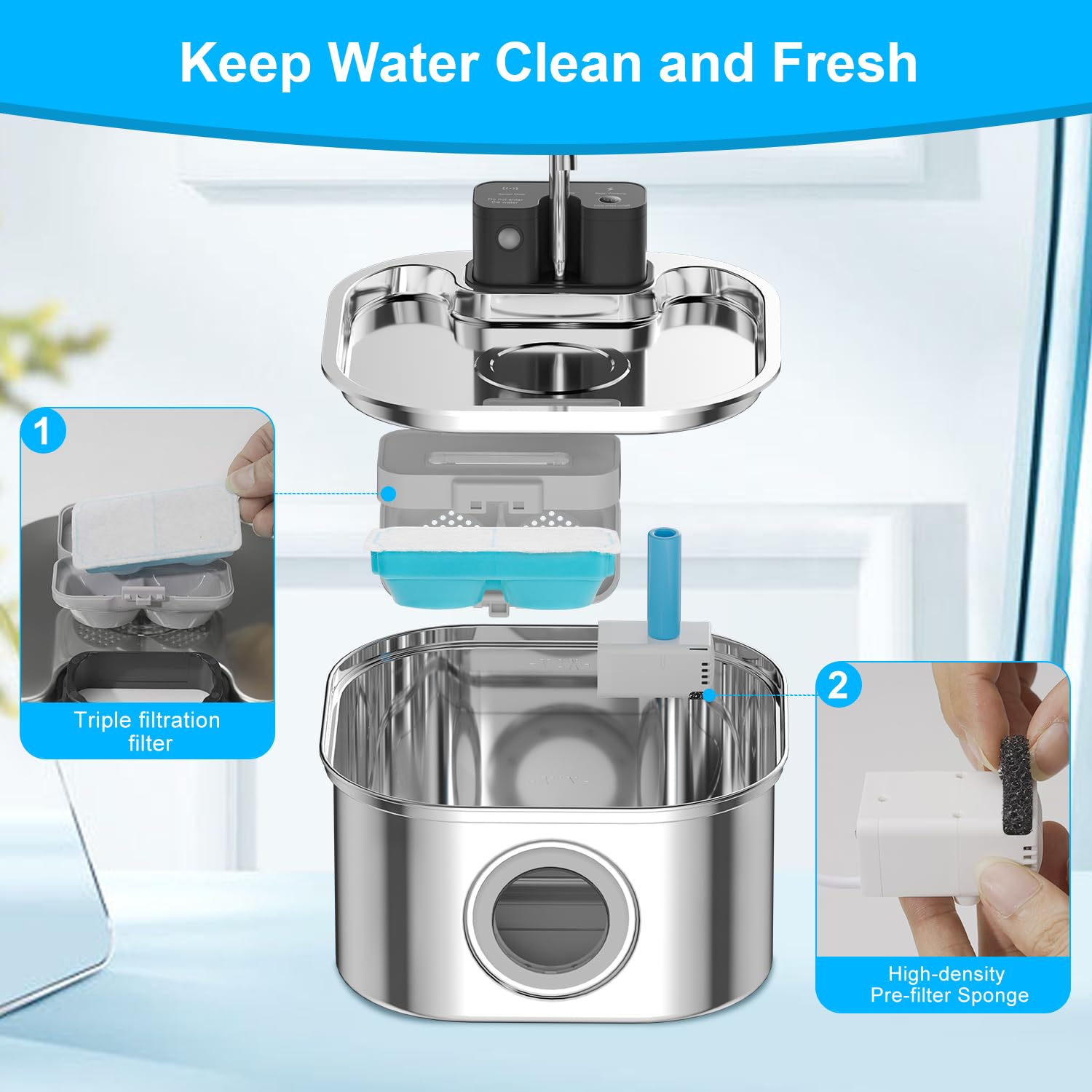 NautyPaws stainless steel body for durable, pet-friendly drinking design.