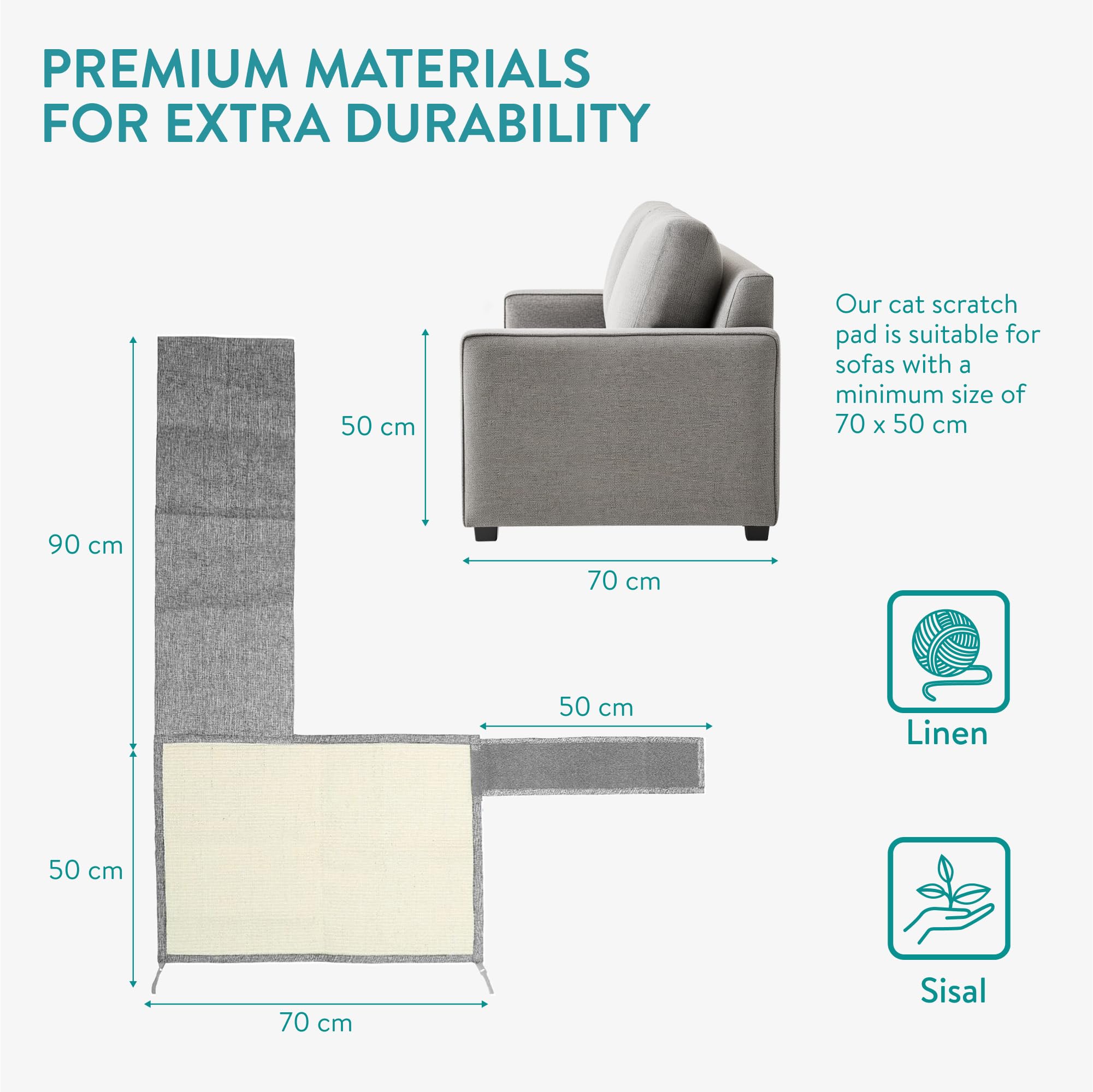 Navaris arm-rest wrap securing mat around sofa legs