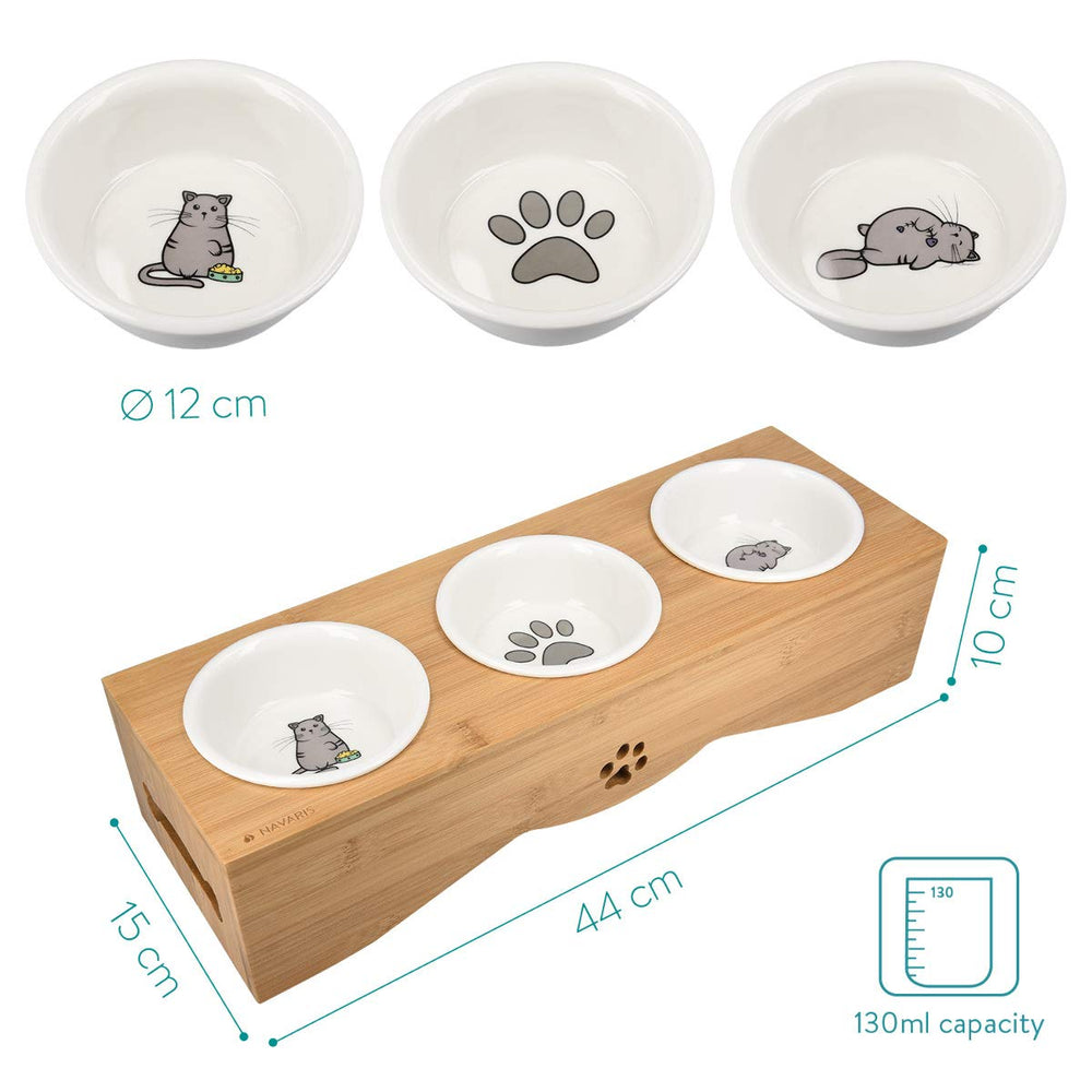 Navaris ceramic and bamboo materials offer durable, eco-friendly pet dining.
