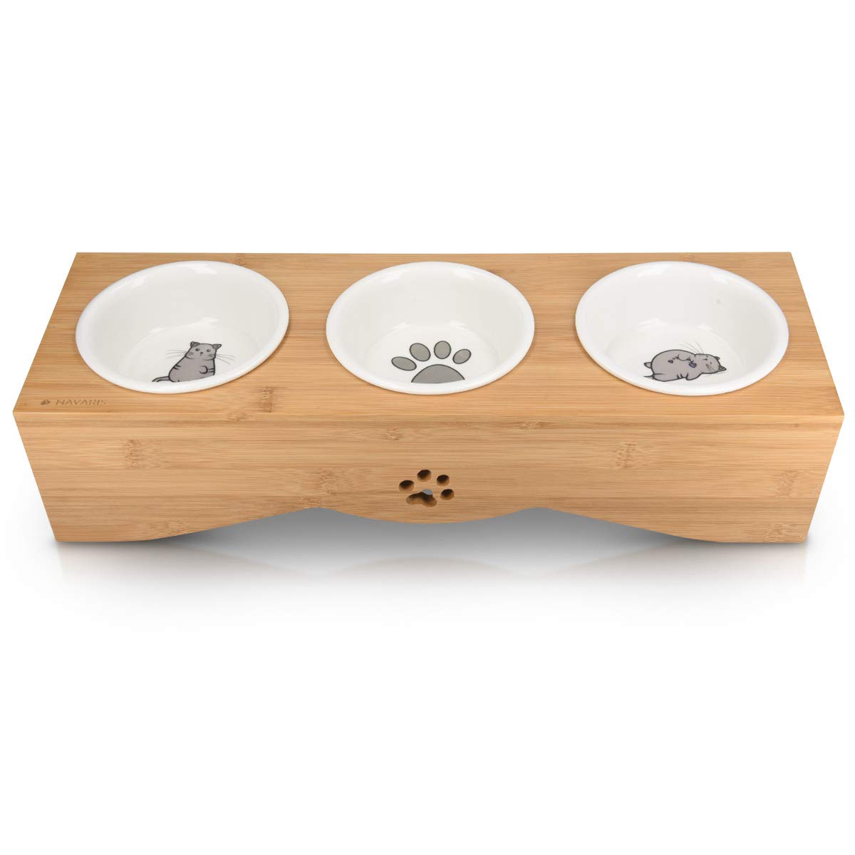Navaris elevated feeder supports good posture for cats and small dogs.