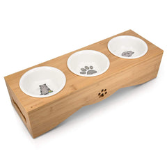 Navaris triple cat bowls on stand for elevated feeding and stability.