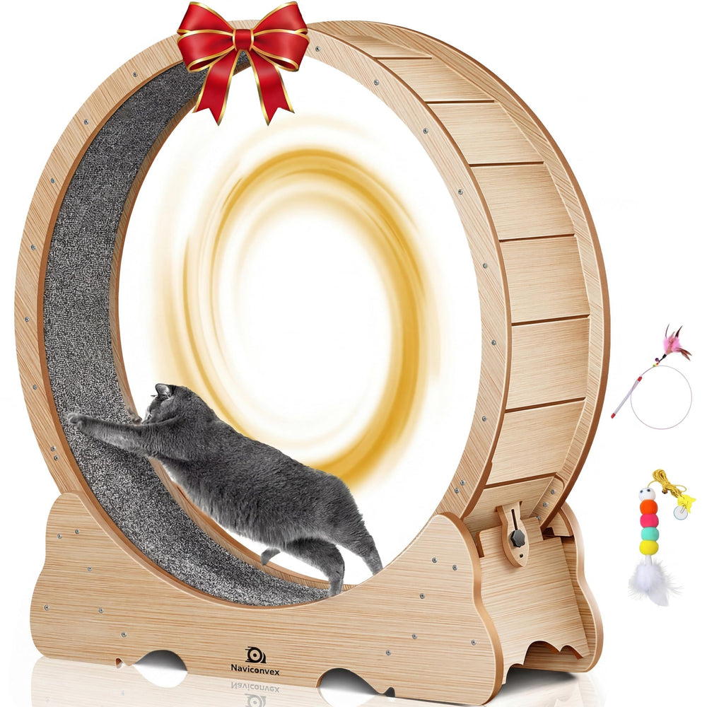 Naviconvex cat wheel with 43-inch diameter enables safe indoor running.