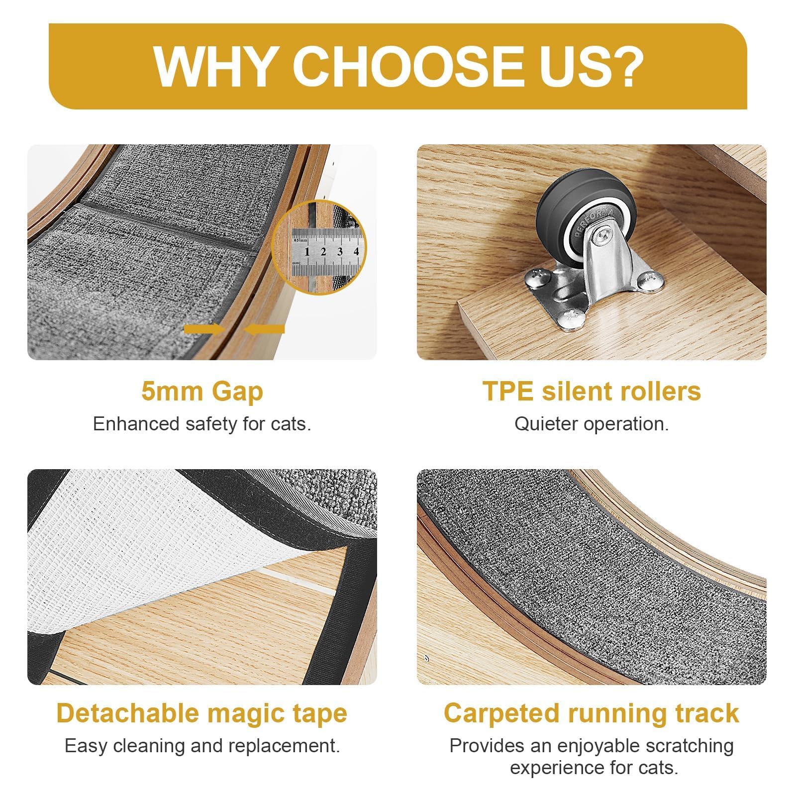 Naviconvex cat wheel silent roller reduces noise during use.