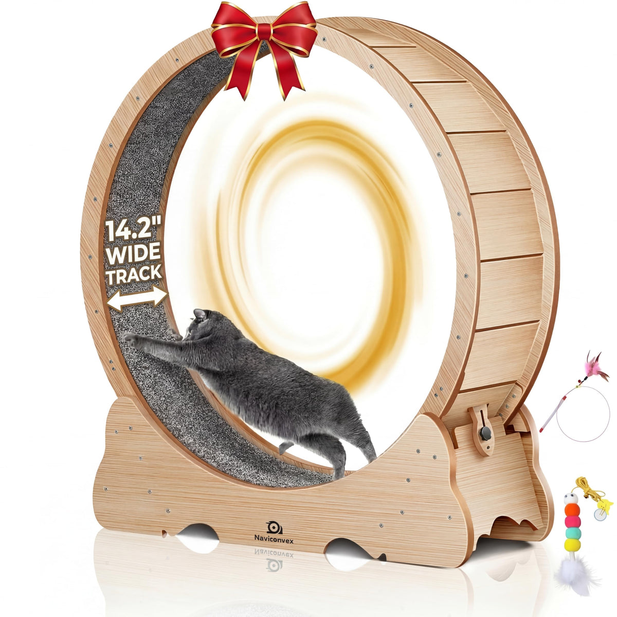 Naviconvex Cat Wheel: spacious running area for indoor cats encourages natural movement.