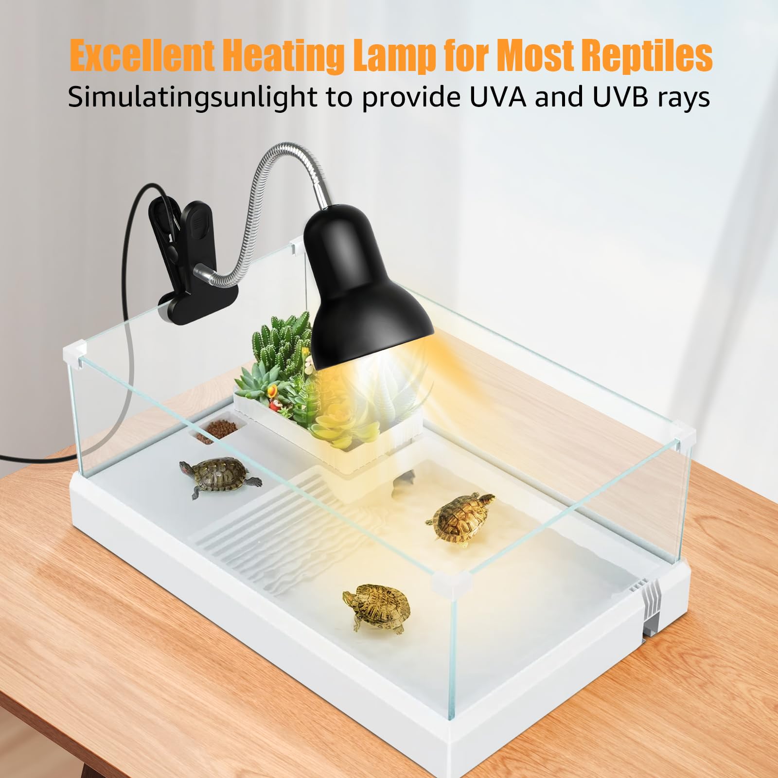 NBIIUYIGE UVB and UVA spectrum lamp supports basking behavior.