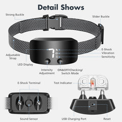 NBJU Bark Collar modes beep, vibration, and shock for flexible training.