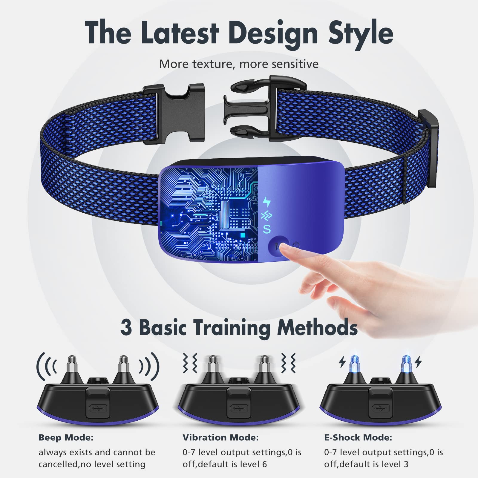 NBJU Bark Collar worn on a dog's neck with an adjustable fit for all sizes