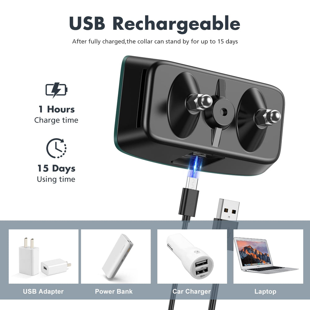 NBJU bark collar quick charge indicator shows fast recharge.