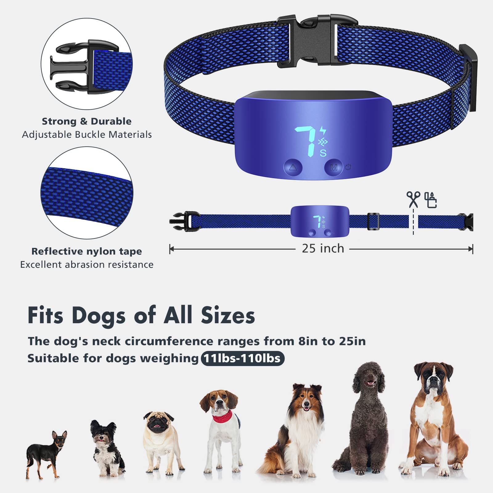 NBJU Bark Collar side view with silicone sleeve protecting skin during use