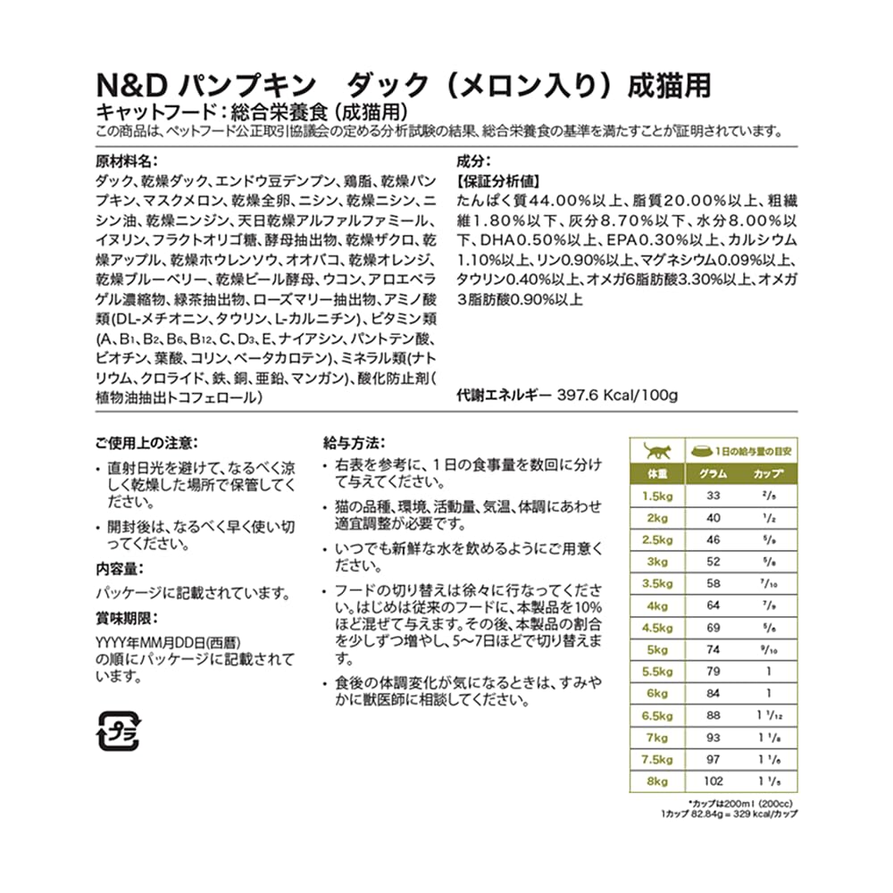 N&D logo and natural ingredients on packaging.