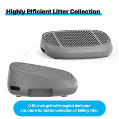 Neakasa angle deflector for litter collection reduces scatter.