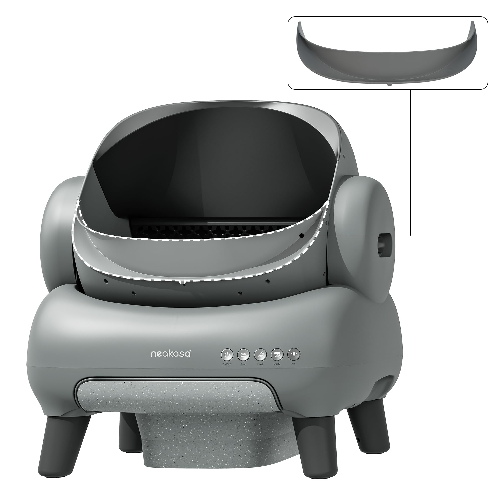 Neakasa anti-scatter high pee guard prevents urine overflow and keeps floors cleaner.