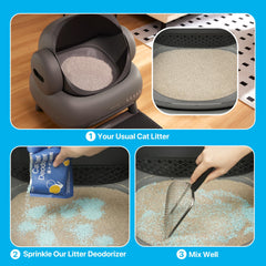 Neakasa litter box odor eliminator applied to litter for cleaner air