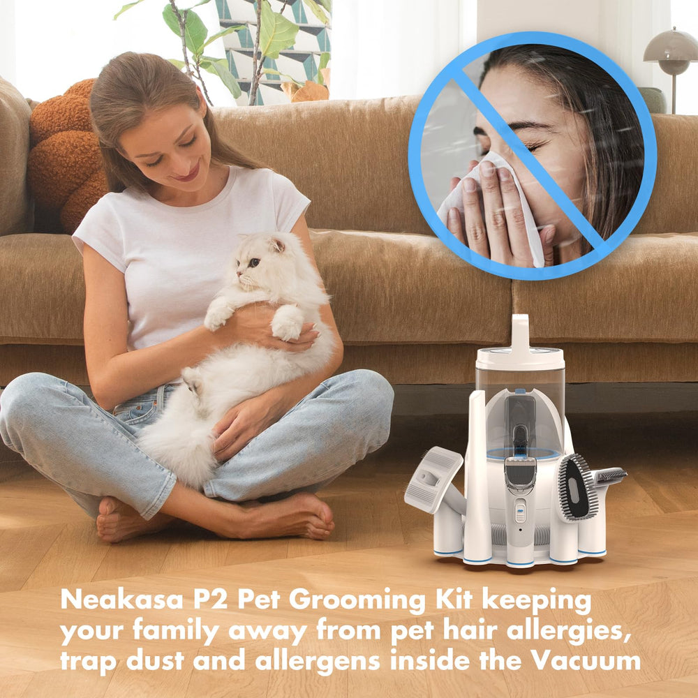 Neakasa P2 Pro nozzle tool and cleaning brush capture hair.
