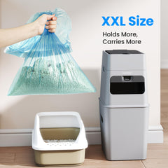 Neakasa PooGuard bags inside a bin showing easy disposal