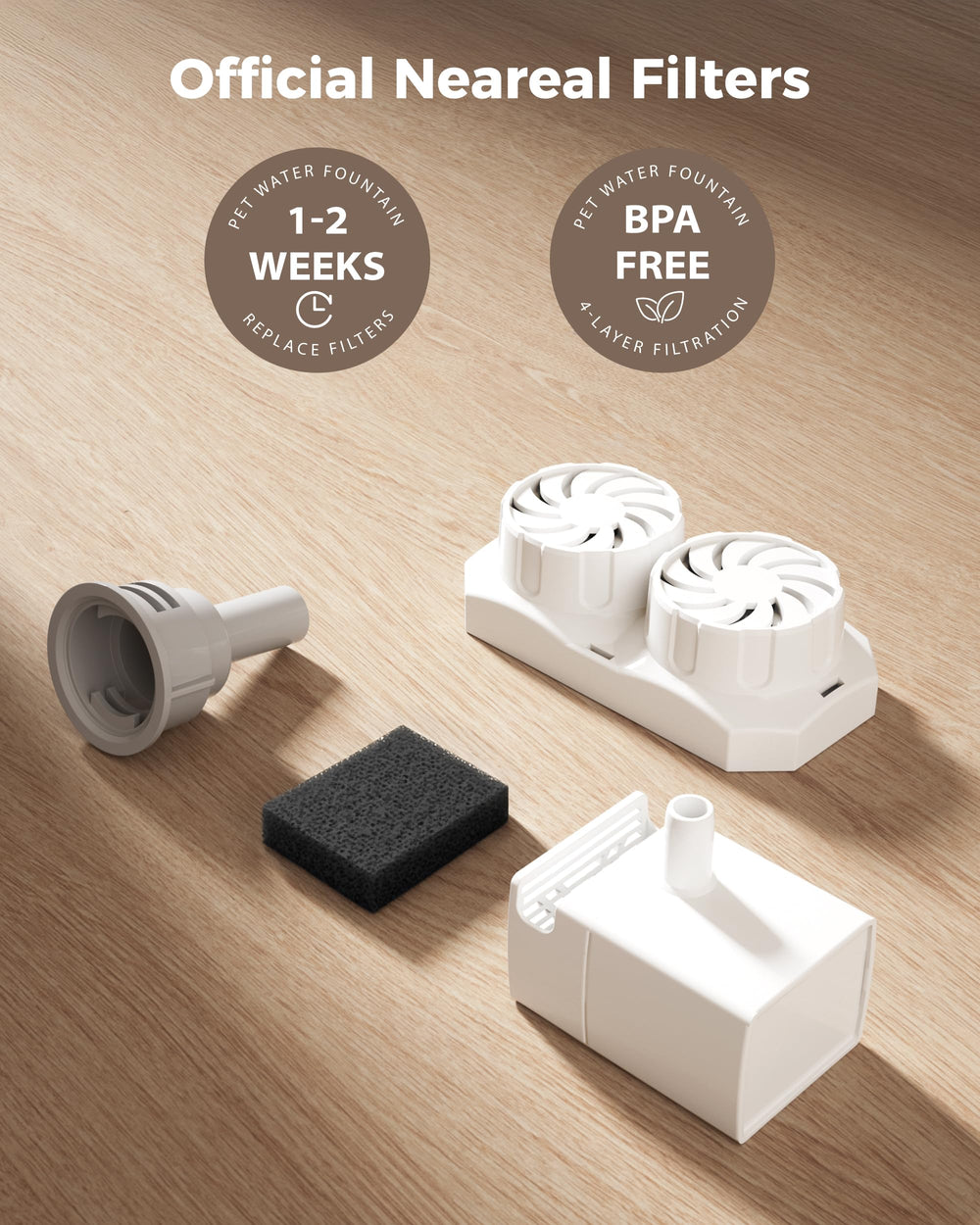 Neareal 6-pack filters highlight cost savings for multi-pet homes.