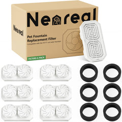 Neareal 6-pack replacement filters for 3.2L fountain with long-lasting hydration support.