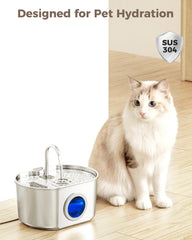 Neareal 74oz stainless steel cat fountain shown for durable hydration.
