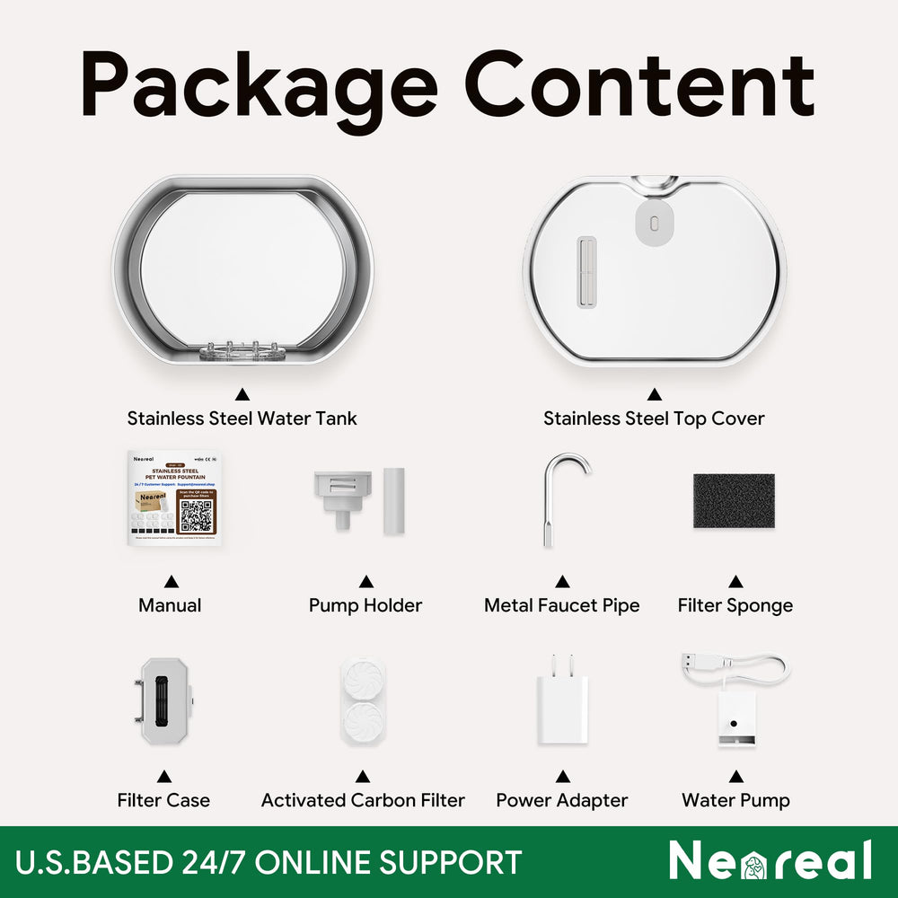 Neareal Cat Fountain activated carbon filtration keeps water fresh.