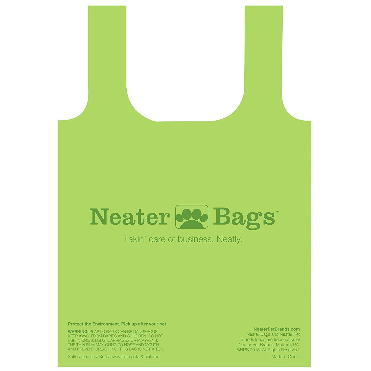 Neater Bags showing easy-tie handles for secure disposal.