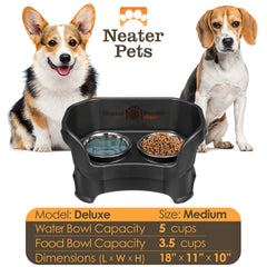 Neater Feeder Deluxe bowl-set-stainless-steel provides durable, easy-to-clean dining.