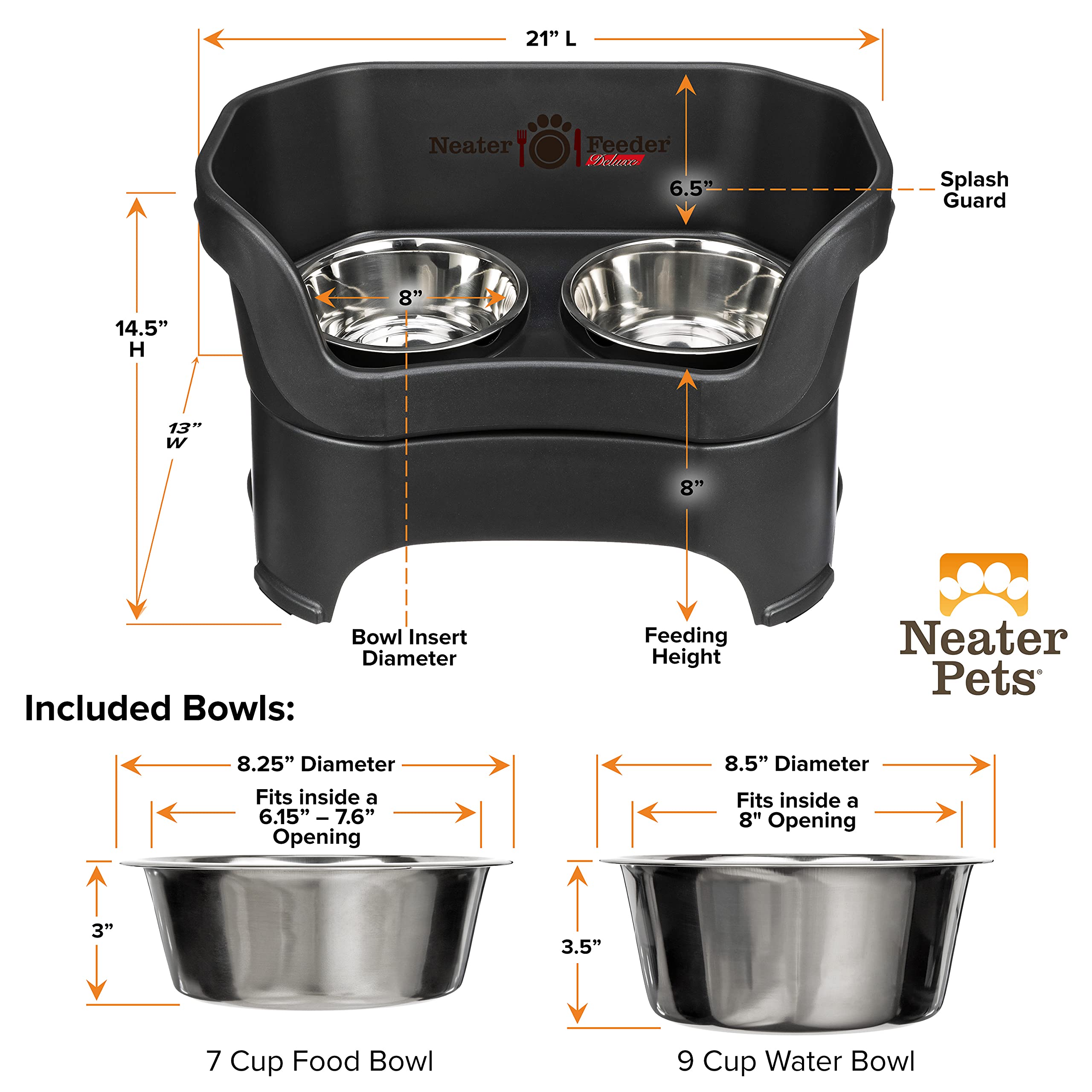 Neater Feeder Deluxe outer holder made in the USA with BPA-free bowls.
