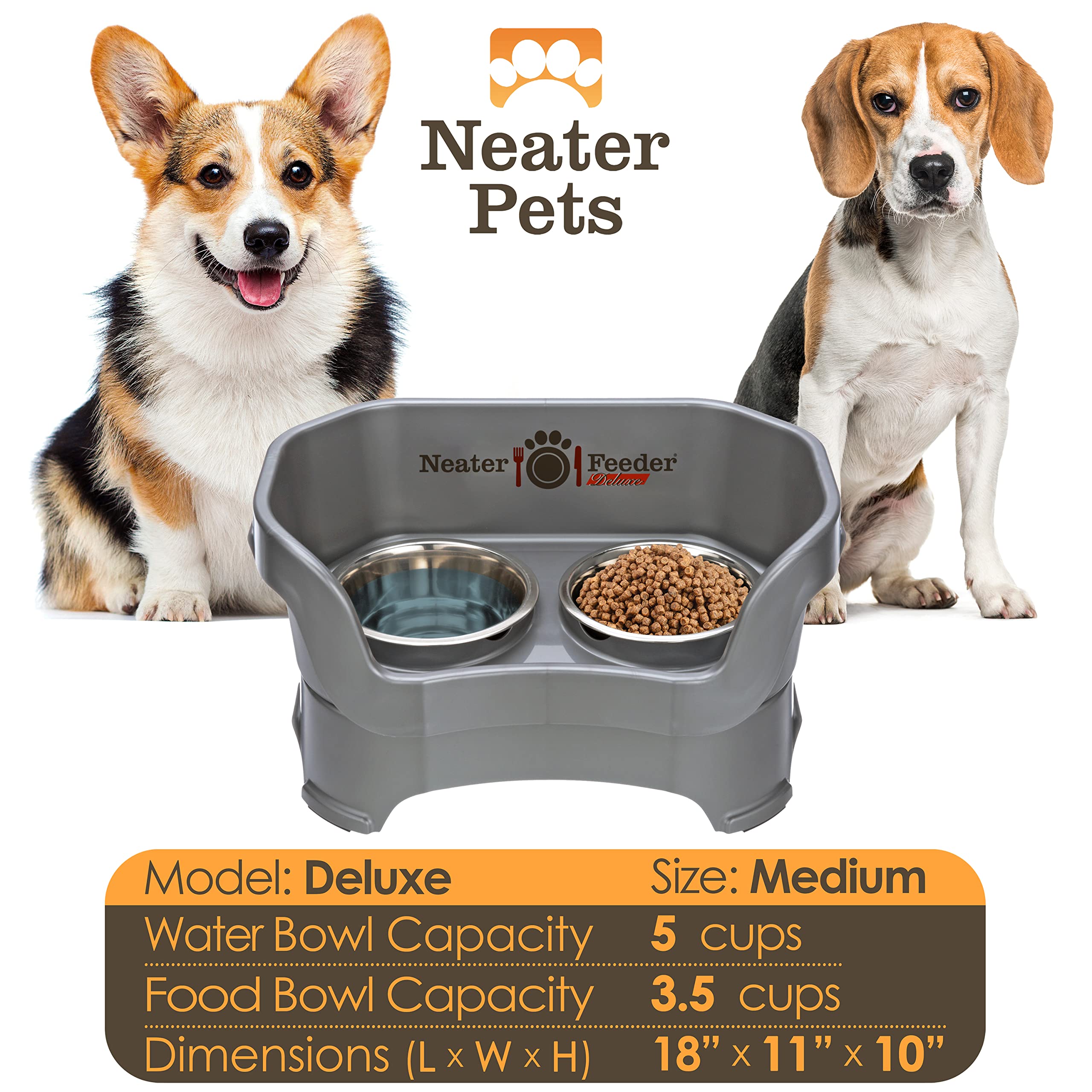 Neater Feeder Deluxe splash-proof walls prevent splashes and protect floors.