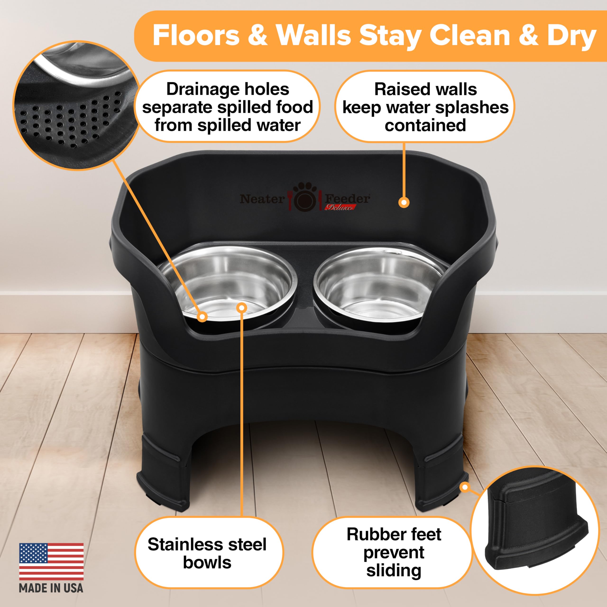 Neater Feeder Deluxe stainless-steel bowls are BPA-free and dishwasher safe