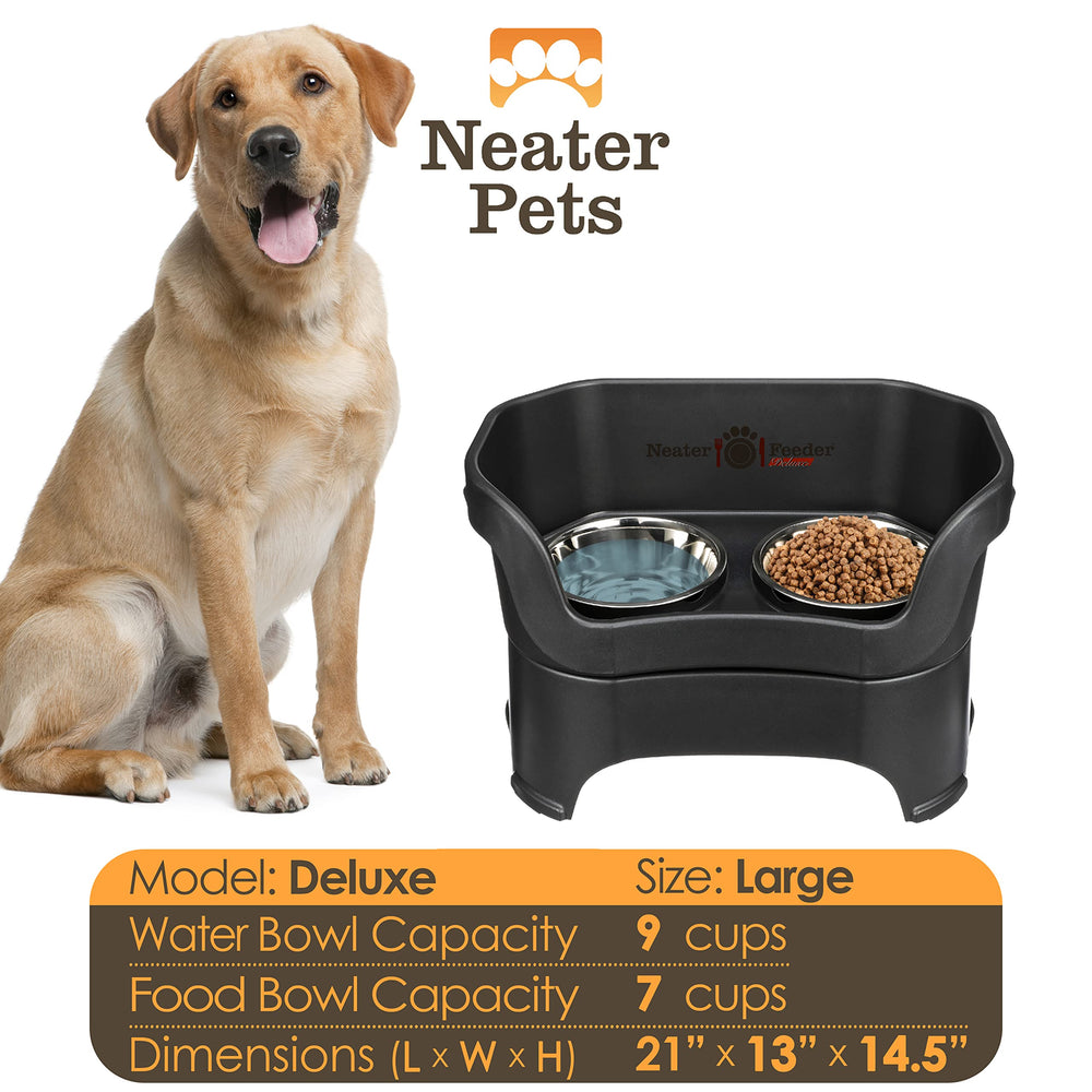 Neater Feeder Deluxe splash-proof walls and drainage keep spills contained.
