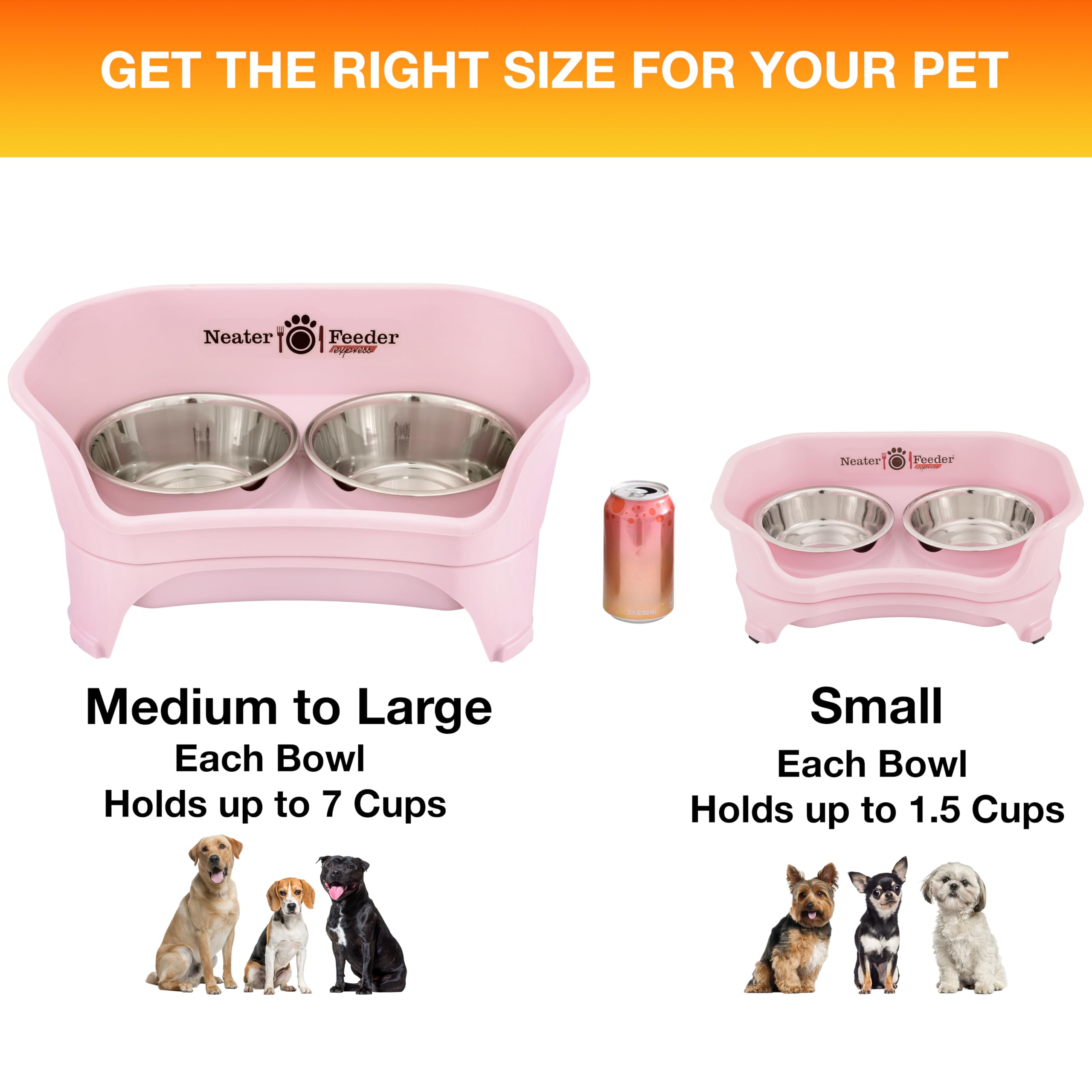 Neater Feeder Express catch basin keeps floors tidy during feeding.
