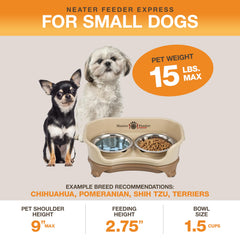 Neater Feeder Express elevated bowls provide comfortable height for small dogs.