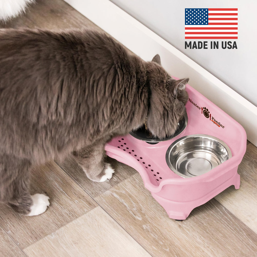 Neater Feeder Express elevated cat bowls improve eating posture for indoor cats.