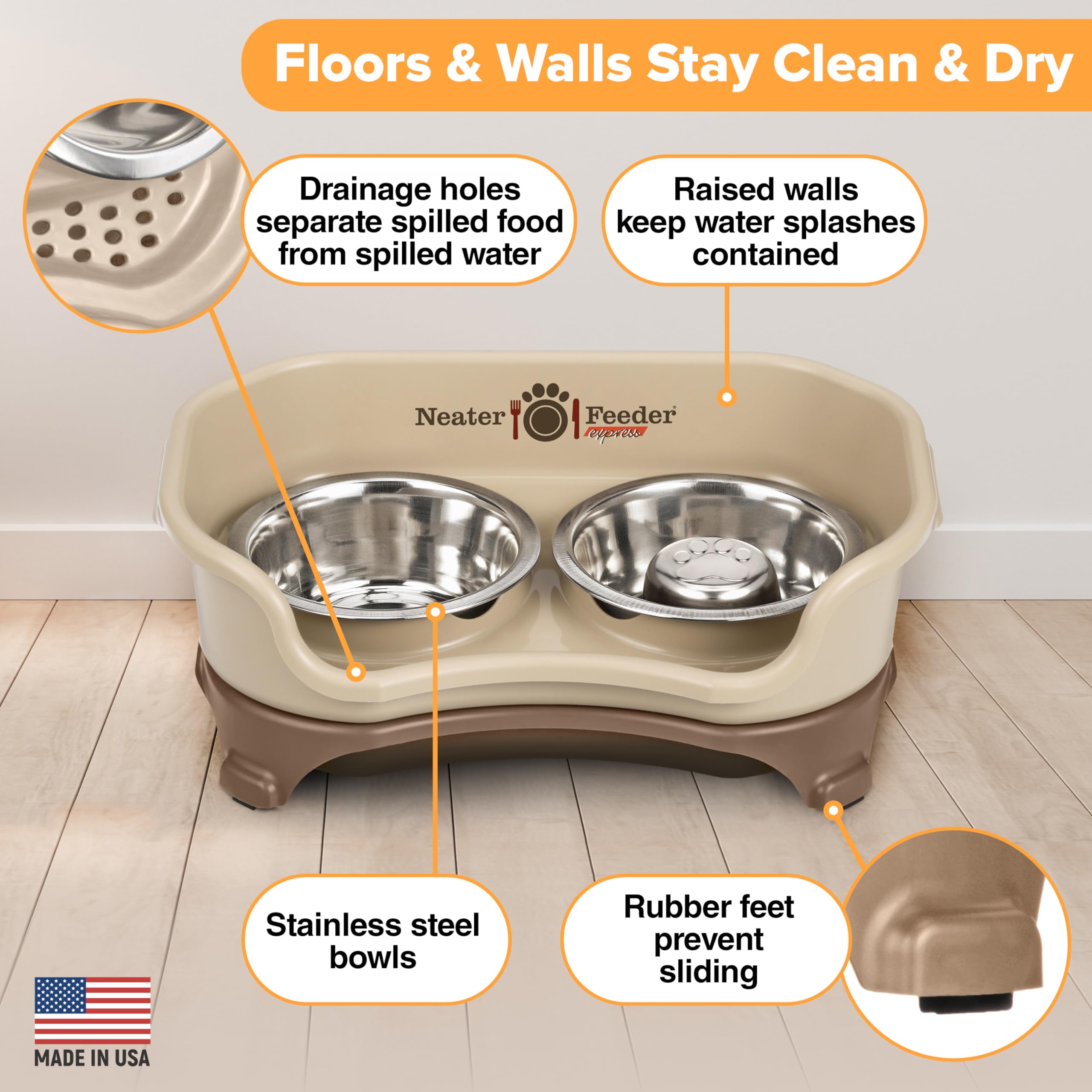 Neater Feeder Express food and water bowls are durable and BPA-free.